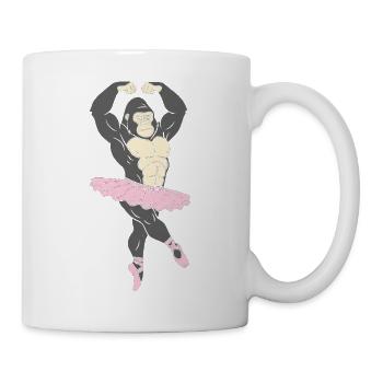 Gorilla im Pinktutu – Ballettkraft - Tasse - Weiß - Rechts