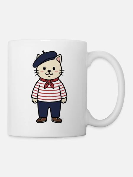 Frankreich-Katze - Tasse - Weiß