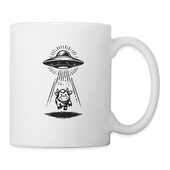 UFO Abducted Cow Cartoon - Mug - white - Right