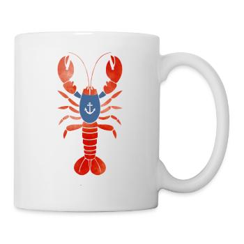 Lobster with Anchor Shirt – Maritime Design - Mug - white - Right