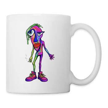 Bunter abstrakter Raucher-Charakter - Tasse - Weiß - Rechts