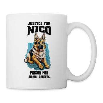 Gerechtigkeit für Nico gegen Tierquälerei - Tasse - Weiß - Rechts