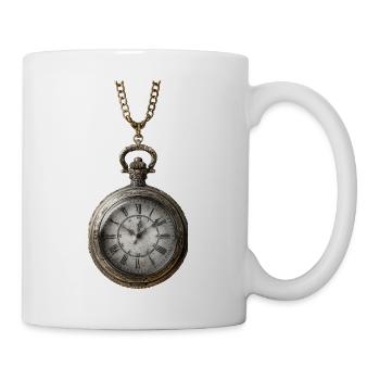 Antique gilded clock on chain - Mug - white - Right