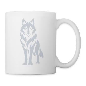Wolfs Silhouette Kontrastdesign - Tasse - Weiß - Rechts