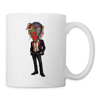 Surreales Anzugporträt Farbsplitter - Tasse - Weiß - Rechts