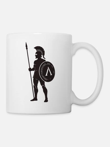 Spartanischer Krieger mit Lambda-Schild - Tasse - Weiß