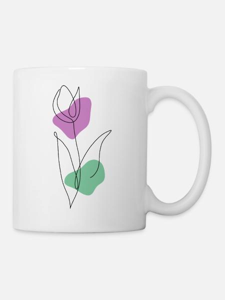 Lineart Tulpe mit Pastellformen - Tasse - Weiß