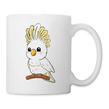 Niedlicher gelb weißer Kakadu auf Ast - Tasse - Weiß - Rechts