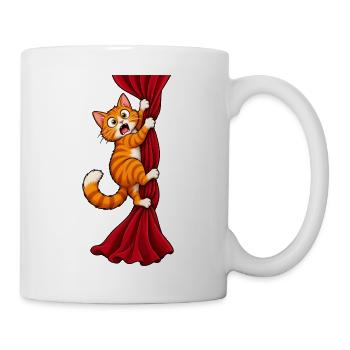 Angsthase klettert über den Vorhang - Tasse - Weiß - Rechts