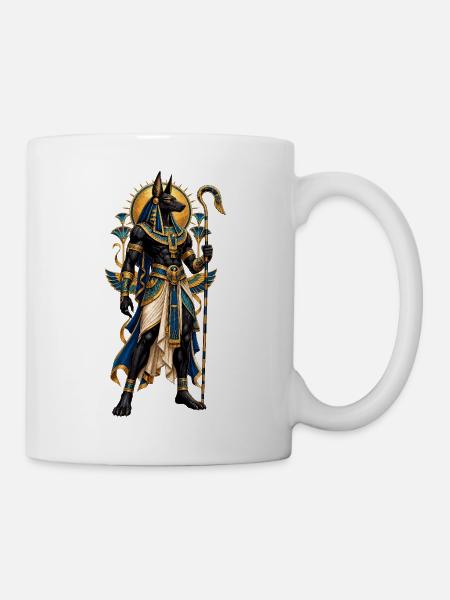 Anubis im Goldenen Gewand - Tasse - Weiß