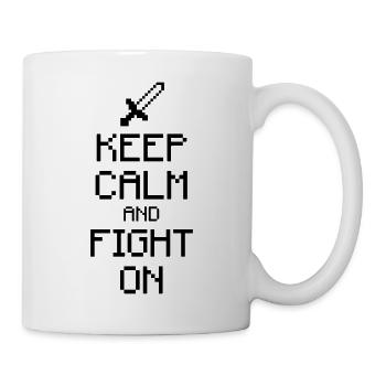 Keep calm and fight on - Pixelart (Farbe änderbar) - Tasse - Weiß - Rechts