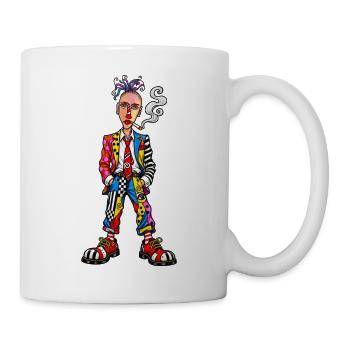 Patchwork Punk Clownportrait - Tasse - Weiß - Rechts
