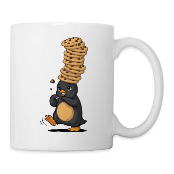 Pinguin Mit Riesigem Pfannkuchenstapel - Tasse - Weiß - Rechts