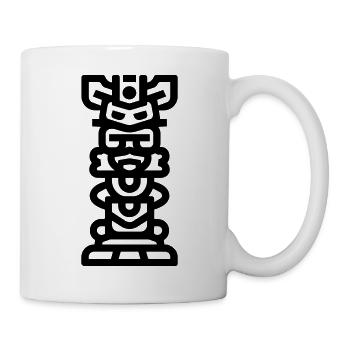 Totem, Totempfahl, Stammes-, Skulptur, Symbol - Tasse - Weiß - Rechts