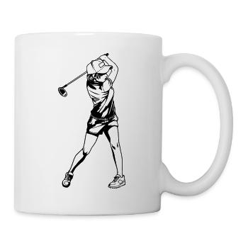 Golfspielerin Zeichnung - Tasse - Weiß - Rechts