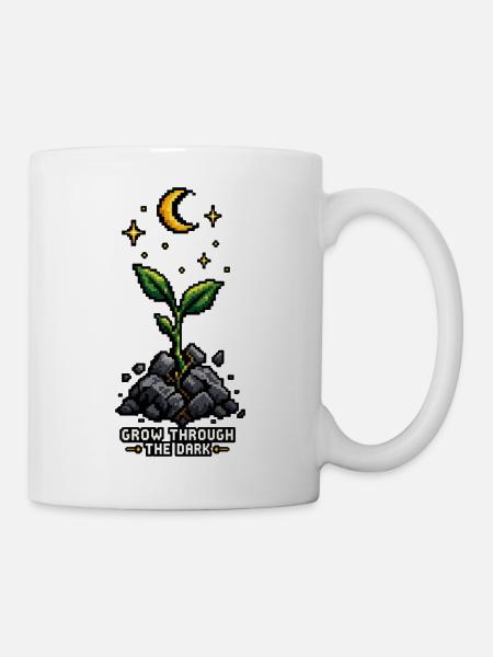 Grow in the Dark – Pixel-Art-Design - Tasse - Weiß