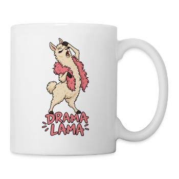 Drama Lama – Lustiges Lama mit pinker Federboa - Tasse - Weiß - Rechts