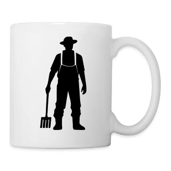 Bauer mit Mistgabel Silhouette - Tasse - Weiß - Rechts