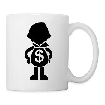 Geldsack in den Händen - Tasse - Weiß - Rechts