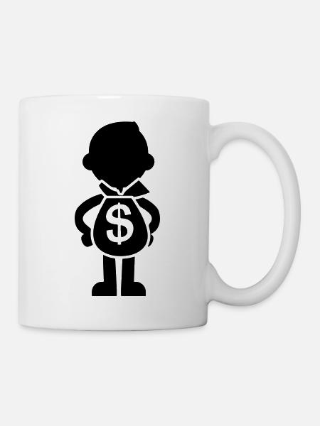 Geldsack in den Händen - Tasse - Weiß
