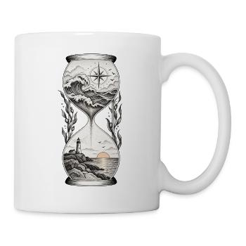 Meeresuhr mit Leuchtturm Kompass - Tasse - Weiß - Rechts
