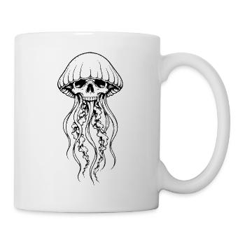Gotische Schädelqualle – makabre Meereskreatur - Tasse - Weiß - Rechts