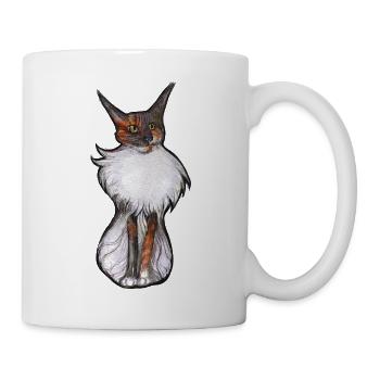 Verspieltes Calico-Katzenporträt - Tasse - Weiß - Rechts