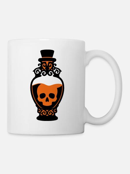 Totenkopf Giftflasche Grafik - Tasse - Weiß