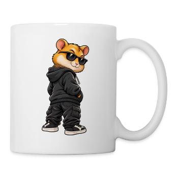 Goldhamster im Streetstyle-Gangster-Look - Tasse - Weiß - Rechts