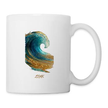 Glitzernde Welle – Gold und Türkis - Tasse - Weiß - Rechts