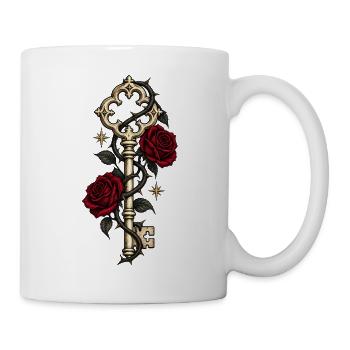 Alter Schlüssel mit Dornen – Gothic Art - Tasse - Weiß - Rechts