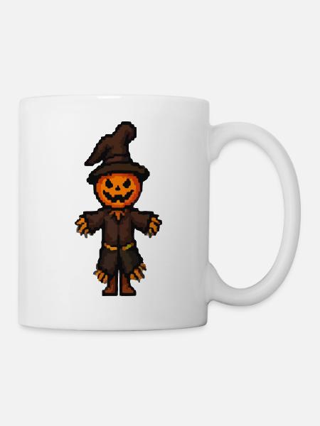 Pixel Halloween Kürbismann - Tasse - Weiß