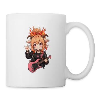 Feuer Ziege Rockerin - Anime Ziege mit Gitarre und - Tasse - Weiß - Rechts