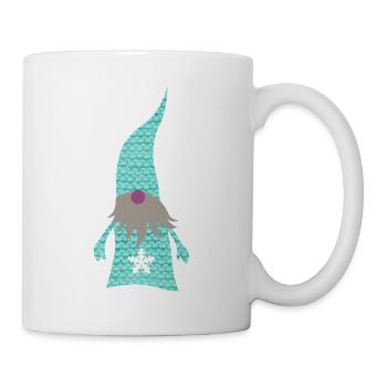 Wichtel Strickmuster Schneeflocke Weihnachten Wald - Tasse - Weiß - Rechts