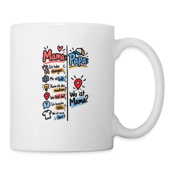 Mama Papa – Lustige Fragen aus dem Familienalltag - Tasse - Weiß - Rechts