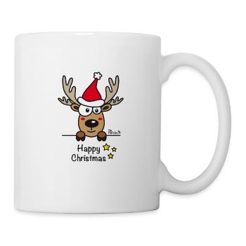 Renne Joyeux Noël - Happy Christmas, Humour, Drôle - Mug blanc - blanc - Droite