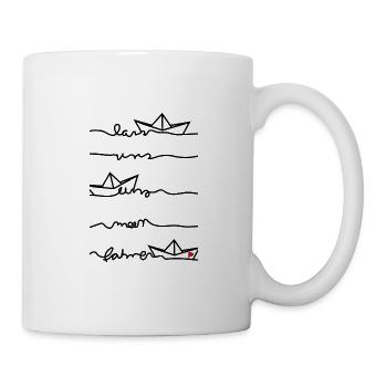 Papierschiff Papierboot Meer Herz - Tasse - Weiß - Rechts