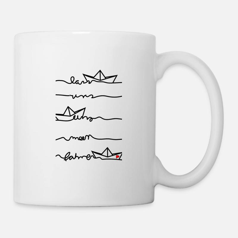 Papierschiff Papierboot Meer Herz - Tasse - Weiß