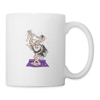 Der Yoga Strauss kämpft mit dem Yoga Gurt - Tasse - Weiß - Rechts