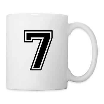 7 Nummer Sieben Ziffer Zahl Rückennummer Geschenk - Tasse - Weiß - Rechts