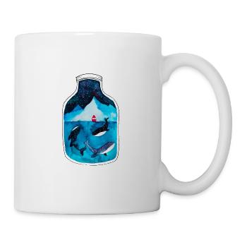 Souvenir de fjord de Norvège I baleines sous l'eau - Mug blanc - blanc - Droite
