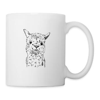 Alpaga dessiné main mignon style vintage - Mug blanc - blanc - Droite