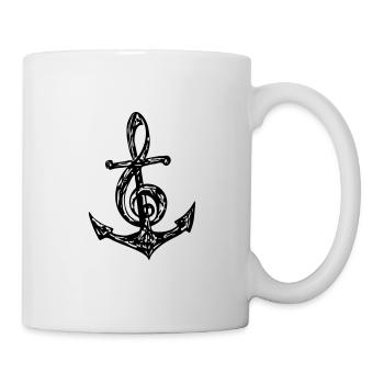 Ancre, musique note, clé de sol, notes, basse, - Mug blanc - blanc - Droite