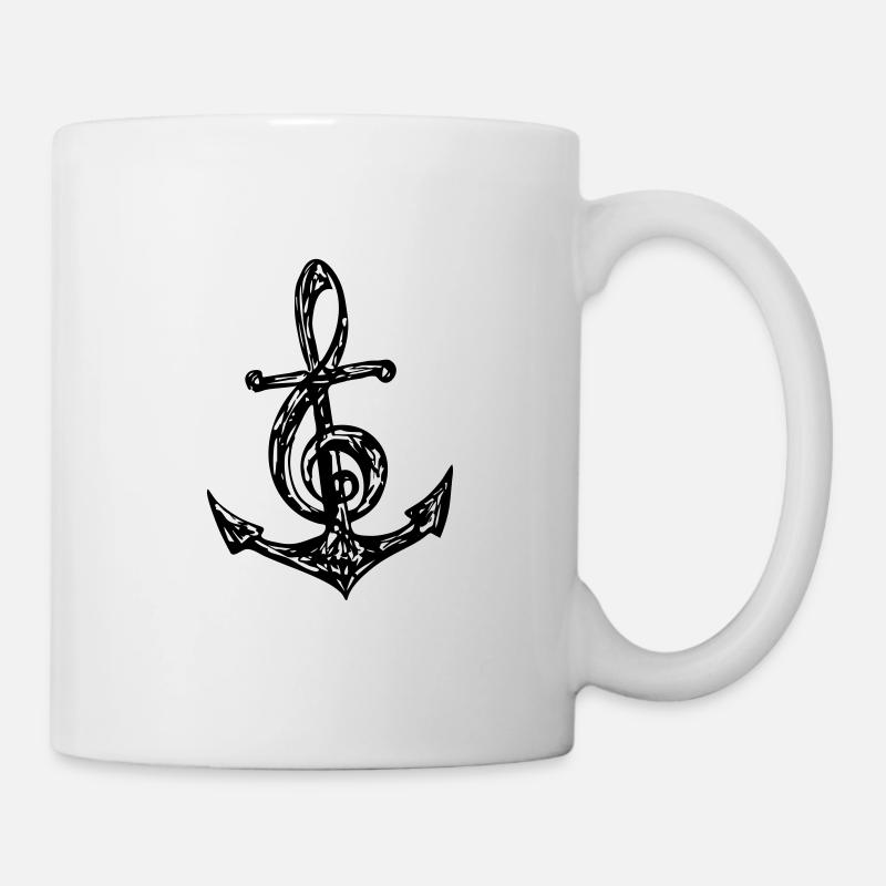 Anker, Musik Note, Musiknote, Notenschlüssel, Bass - Tasse - Weiß