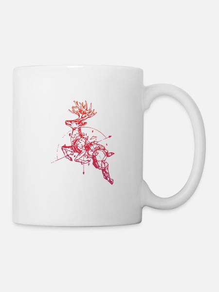 Hirsch mit Kompass - Tasse - Weiß