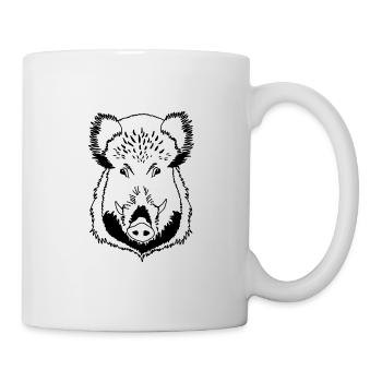 Tête de sanglier noir et blanc - Mug blanc - blanc - Droite