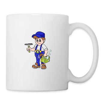 Retro Vintage Grunge Style Fensterputzer - Tasse - Weiß - Rechts