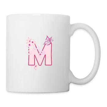 Buchstabe M Kirschblüten und Schmetterling - Tasse - Weiß - Rechts