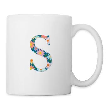Customizable Monogram S Floral Pattern - Mug - white - Right