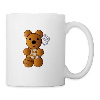 Kicker-Bär mit Ball und Headset - Tasse - Weiß - Rechts